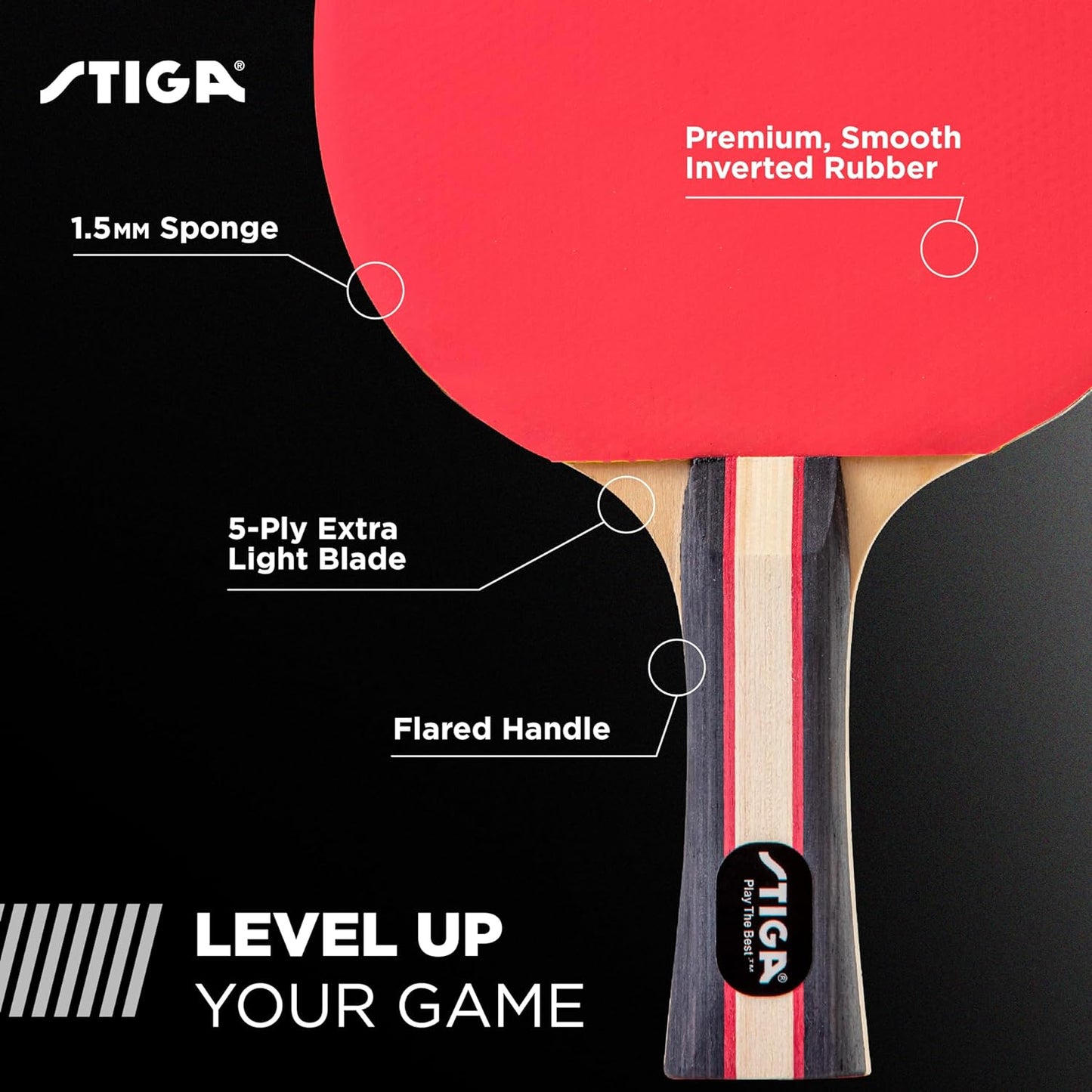 Professional Table Tennis Set for 2 or 4 Players – USATT Certified Rackets and 3-Star Balls – 5-Ply Blade with Flared Handle – Ideal for Skill Enhancement
